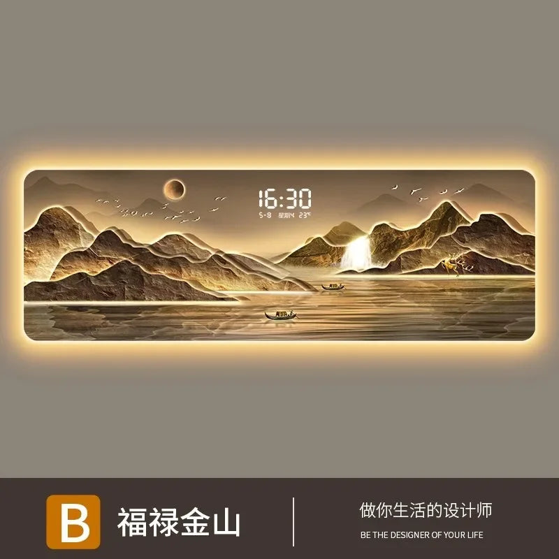 Aesthetic Clock Wall Art with Lamp