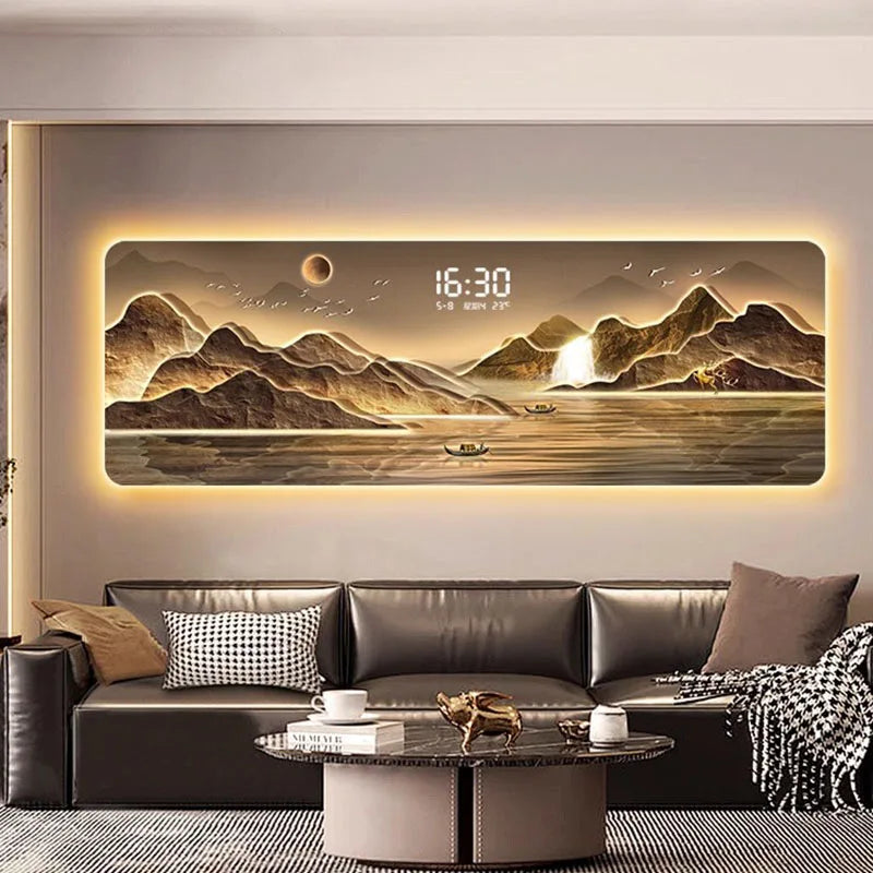 Aesthetic Clock Wall Art with Lamp