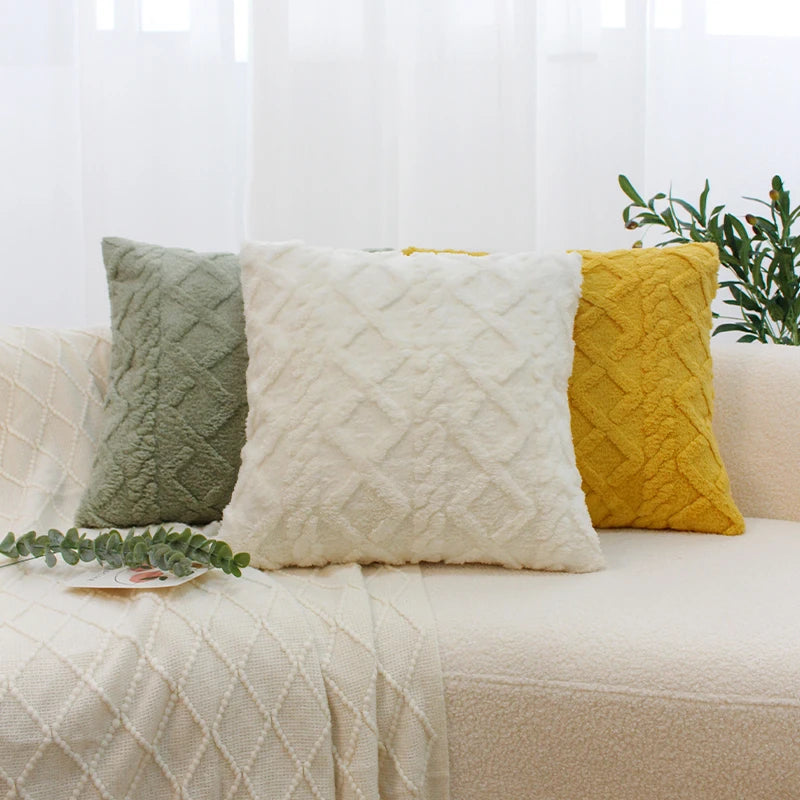 Geometric Plush Pillow Cover