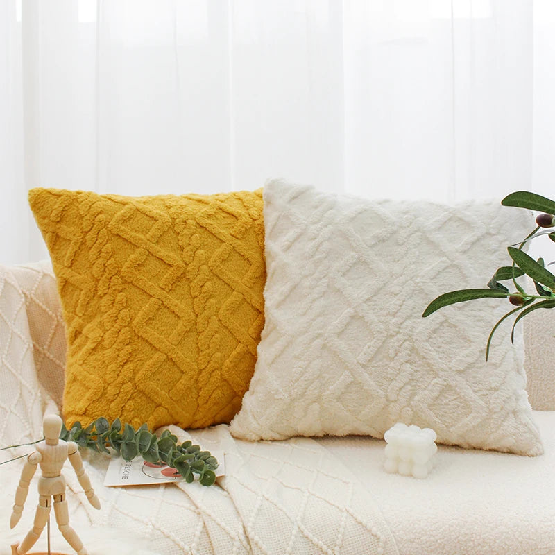 Geometric Plush Pillow Cover