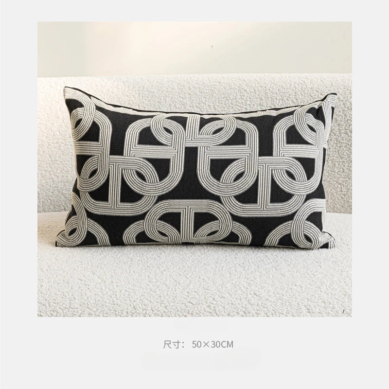 Embroidered Lumbar Pillow Cover