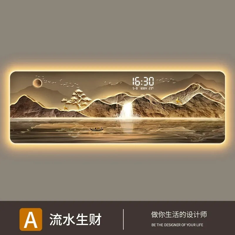 Aesthetic Clock Wall Art with Lamp