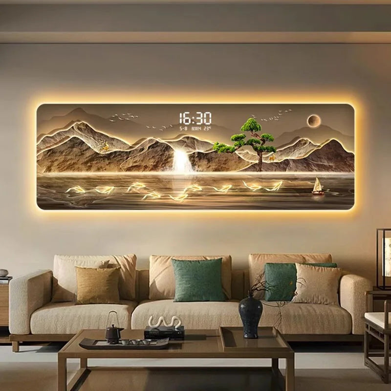 Aesthetic Clock Wall Art with Lamp