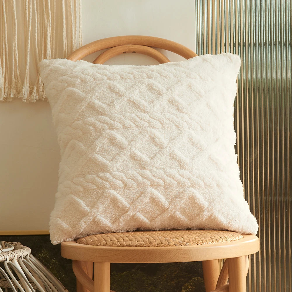 Geometric Plush Pillow Cover