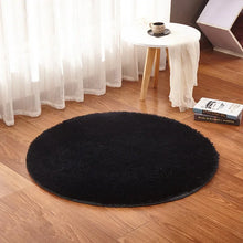 Black Round Shaggy Rug