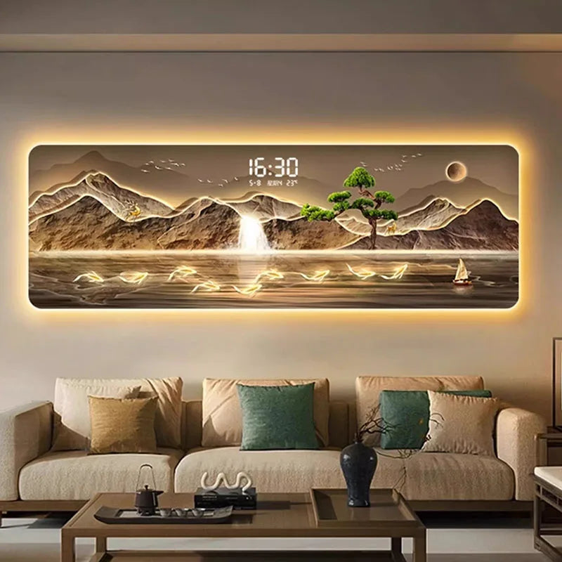 Aesthetic Clock Wall Art with Lamp