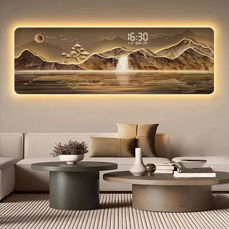 Aesthetic Clock Wall Art with Lamp