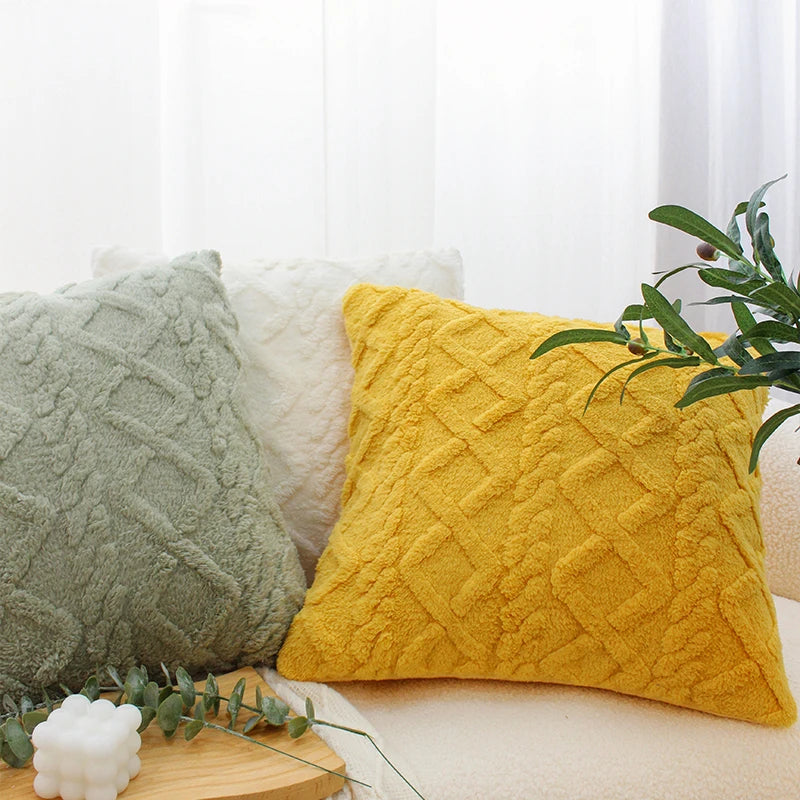 Geometric Plush Pillow Cover