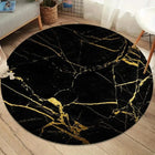 Black Gold Marble Round Rug