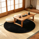 Black Round Shaggy Rug