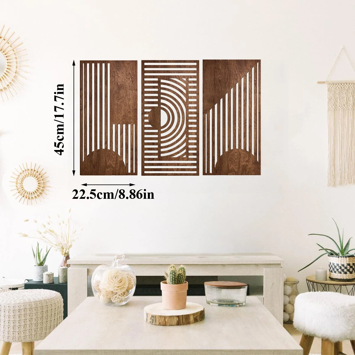 3D Geometric Wood Wall Decor Set
