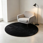 Black Round Shaggy Rug