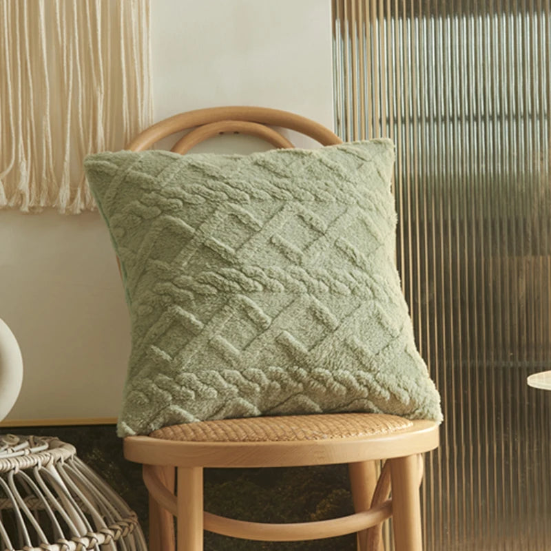 Geometric Plush Pillow Cover