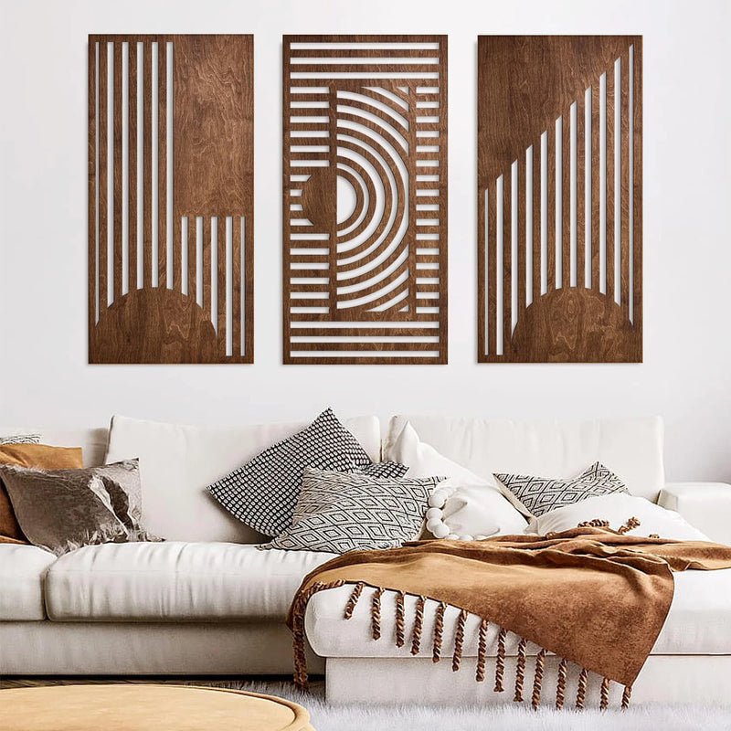 3D Geometric Wood Wall Decor Set